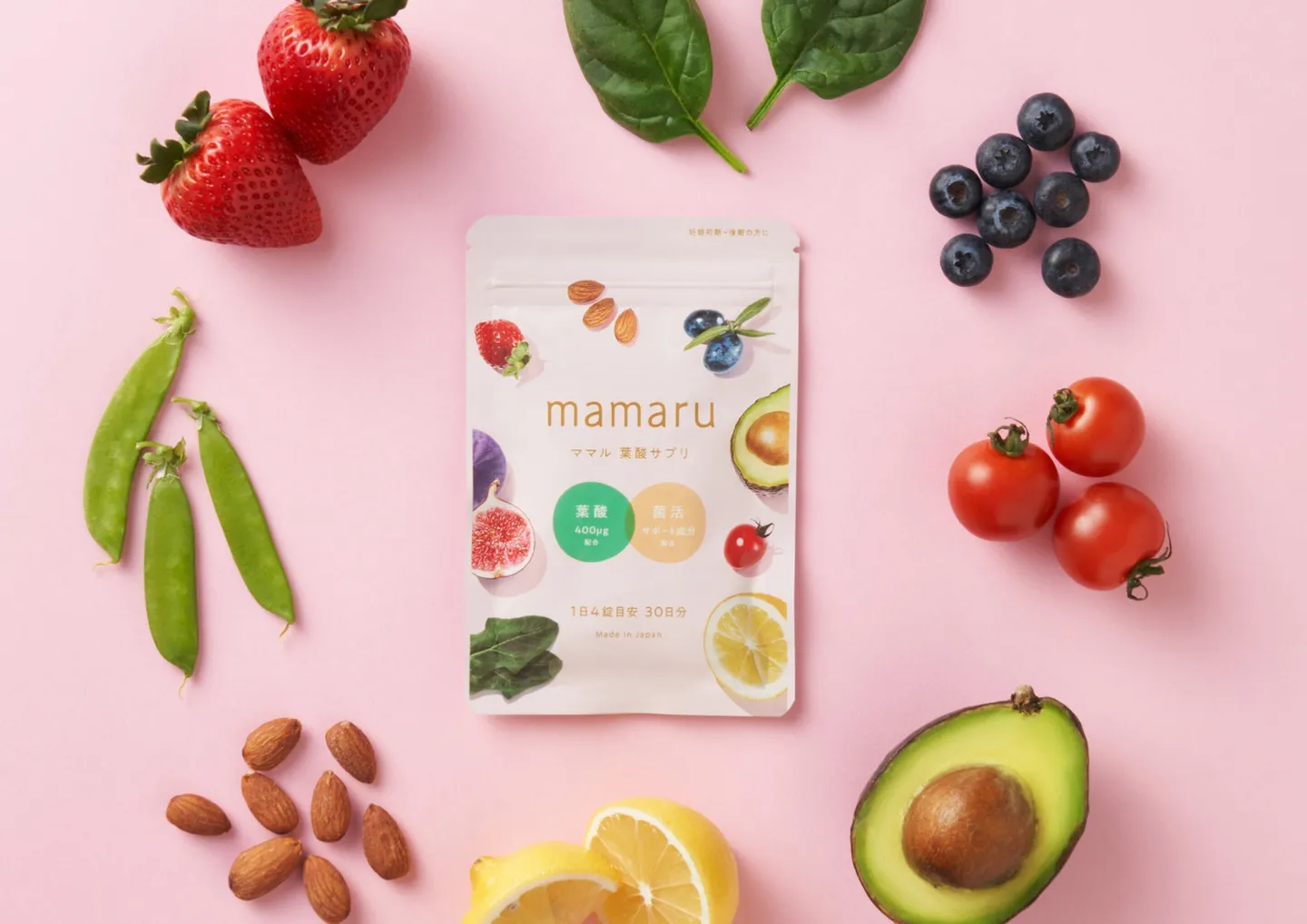 妊娠中に必要な栄養素をまとめて補えるオールインワン葉酸サプリ mamaru